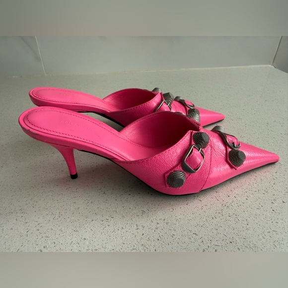 Balenciaga Cagole Leather Kitten Heels Fuchsia Pink Size EU 35 US 5 - Picture 2 of 11